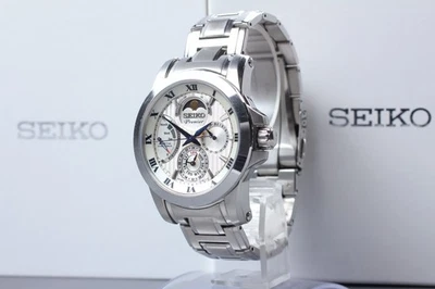 [Почти как новый] Мужские часы SEIKO Premier 5D88-0AG0 SRX011P1 KINETIC 100 М лунная фаза - Изображение 1 из 4