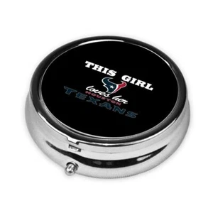 This Girl Loves Her Houston Texans Travel Mini Round Pill Box,fans Gift - Picture 1 of 6