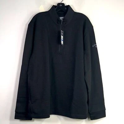 Camisa de golf Callaway de peso medio a rayas con media cremallera, para hombre talla XL - negra Foto 1 de 4