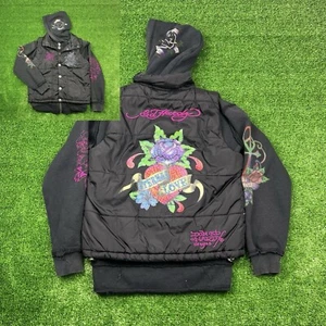 Vintage Y2K Ed Hardy Eternal Love Hoodie Vest Youth Girls 10 Medium READ - Picture 1 of 24