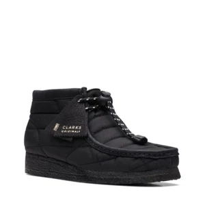 Clarks Originals Quilted Wallabee Boots Nylon Lace up Booties Black Size 7 NEW - Picture 1 of 9