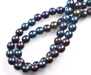 50 Blue Iris Czech Glass Round Beads 6 MM - Picture 1 of 1