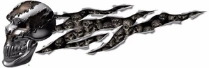 Simulated chrome skull rip vinyl graphic decal motorcycle go kart race car decal - Picture 1 of 1