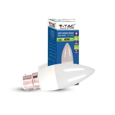 5 x 6W B22 LED Candle Bulb Cool White 6400k 470Lm AC220-240v 37mm x 120mm - Image 1 of 2