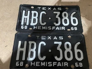 1968 TEXAS LICENSE PLATES HBC 386 - Picture 1 of 1