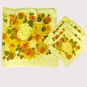 Vintage Cannon Monticello Yellow Orange Floral 2 Towels and 3 Washcloths Set - Picture 1 of 9