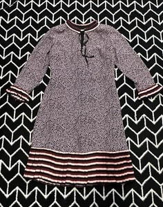 Boden Black & Pink Lara Kleid Damen 6L Punkte & Streifen Muster Falten Details - Bild 1 von 7
