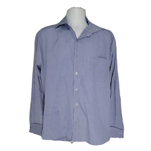 C.Allen New York Button Up Collared Shirt ~ Sz 17.5 34/35 ~ Blue & White ~ Plaid