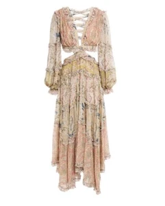 Zimmerman Paisley Print Silk Crepe De Chine Midi Dress Size 1 (UK 8) - Picture 1 of 5
