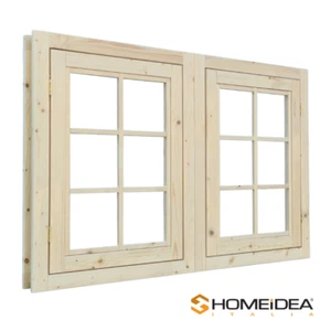 Finestra apribile per casetta in legno mis. 124 x 81 cm con doppia anta - Foto 1 di 6