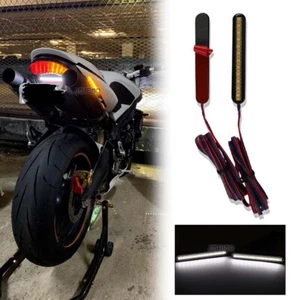 Pair Motorcycle 24 LED Turn Signal Tail Light Strip Bar Indicators Amber White - Picture 1 of 15