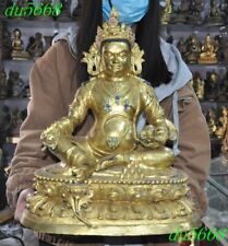 17.6"Tibetan Buddhism temple bronze gilt Yellow Jambhala Mammon Buddha statue