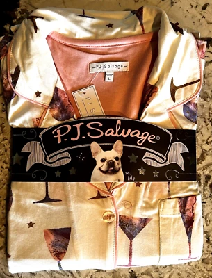 ¡NUEVO! Pijama Jersey PJ Salvage~PATRÓN CÓCTELES MARFIL~ Conjunto de pijama~Talla L Foto 1 de 3
