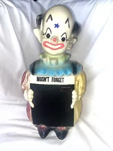 Rare Vintage American Bisque Chalkboard Clown Cookie Jar 13 1/2" Tall 1940/50's - Picture 1 of 12