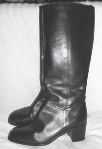 Vintage Naturalizer Boot Size 9 N Brown Leather 2+" Heel Round Toe Knee Dress - Picture 1 of 12