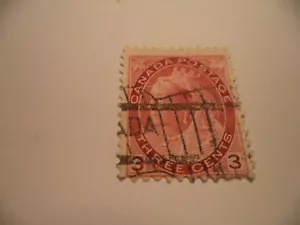(1D14) VICTORIAN CANADIAN 3 CENTS RED IN FAIR CONDITION - Imagen 1 de 1