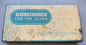 Vintage RNIB DomInoes for the Blind Set - Raised Numbers in Tin Box - Complete