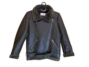 Zara Biker Moto Double Faced Jacke Kunstleder Lammfell Schwarz Damen Gr./M - Bild 1 von 21