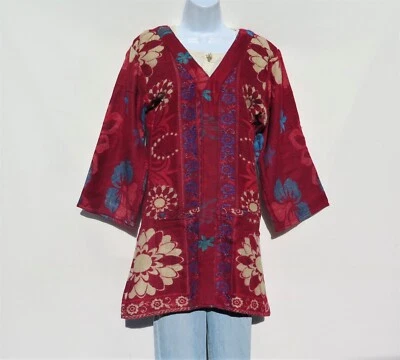 Kimono Jacket Boho 60s 3/4 Sleeve Handmade Yak Wool Blend M - Image 1 of 3