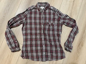 Stussy Flannel Shirt Women Plaid Button Up Lightweight Pocket Long Sleeve Sz L - Picture 1 of 11