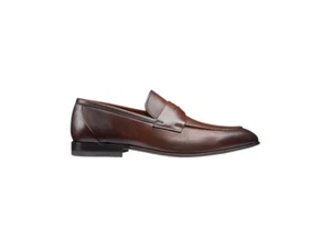 $995 NIB Santoni Brown Burnished Leather Penny Loafer Shoes Slip On Size 11 D - Picture 1 of 5