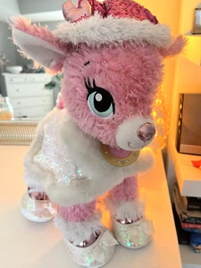 BAB Build A Bear 2016 Pink Metallic Glitter Twinkle Reindeer Holiday Plush - Picture 1 of 14
