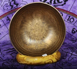 Cuenco de canto hecho a mano tallado yogui curativo-cuenco de canto de 10 pulgadas de diámetro-yoga - Imagen 1 de 7