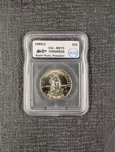 1989-D CONGRESS 50c ICG MS 70 Half Dollar - Greysheet Retail VALUE = $1,950 - Picture 1 of 4