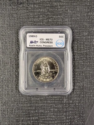 1989-D CONGRESS 50c ICG MS 70 Half Dollar - Greysheet Retail VALUE = $1,950 - Image 1 of 4