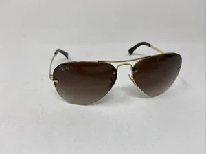 RAY BAN AVIATOR HALF RIMLESS RB3449 001/13 GOLD W/ BROWN GRADIENT 59/14 W465 - Picture 1 of 9