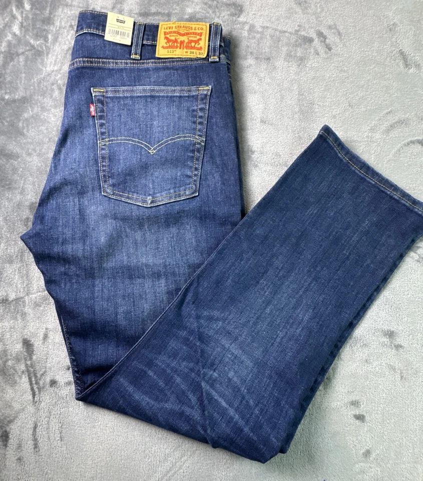 Levi's 513 Slim Fit Blue Jeans 36x32 Men's Straight Leg Stretch