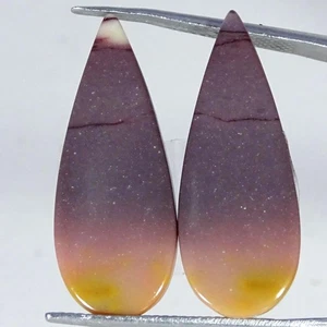 13.70Cts AAA Natural Polygram Jasper Pair Pear Cabochon Gemstone 11X28X3MM - Picture 1 of 4