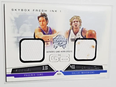 Steve Nash Dirk Nowitzki 2004-05 Skybox Fresh Ink Game Breakers Worn Jersey card - Image 1 of 4