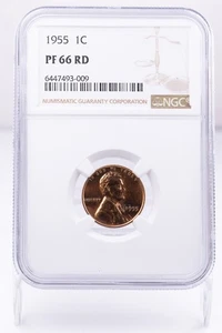 Certified 1955 Lincoln Cent NGC PR66RD Proof Wheat Penny 1c - Picture 1 of 4