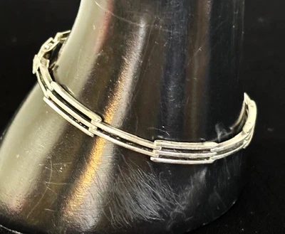 VTG ITALY Sterling 925 5MM ALTERNATING RECTANGULAR LINK Bracelet 7.25" L 10.1G - Image 1 of 4