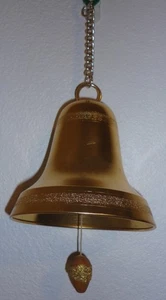 Campana di Natale musicale tono oro vintage pull string music box jingle bell Giappone - Foto 1 di 2