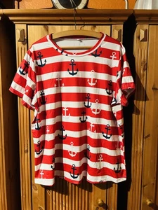 Maritimes T-Shirt, Anker , Rot/Weiß , Beidseitig bedruckt, XL - Bild 1 von 2