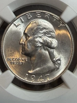 1947 San Francisco Washington Quarter NGC MS65 90% Silver 💥 WHITE 🇺🇸 - Image 1 of 4