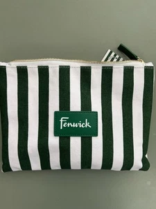 Bolsa de cosméticos Fenwick a rayas verdes y blancas con asa amarilla 26x19 cm - Imagen 1 de 6