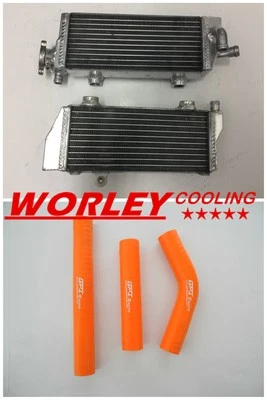 CA-For KTM 125/200/250/300 SX/EXC/MXC 2008-2013 Aluminum Radiator & ORANGE Hose Foto 1 de 4