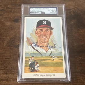 Warren Spahn Autographed Perez Steele Celebration PSA Slabbed HOF Braves Signed - Picture 1 of 2