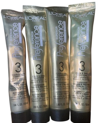 Lot of 4 L’Oréal Preference 3 Color & Shine Conditioner 1.86 fl oz NEW - Image 1 of 2