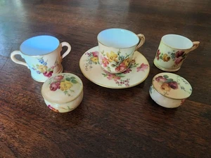 Antique Royal Worcester Miniature Blush Porcelain Pieces - Picture 1 of 14
