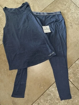 NWT Calvin Klein 2-Piece Blue Tank Top & Pajama Pant Set Med $66 QP2416O - Image 1 of 2