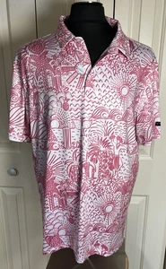 Yatta Golf Men’s Pink And White Tropical Short Sleeve Golf Polo Size XL - Picture 1 of 8