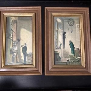 17" X 10.5" Framed Reproduction On Oilette Surface Carl Spitzweg Cactus Writer - Picture 1 of 8