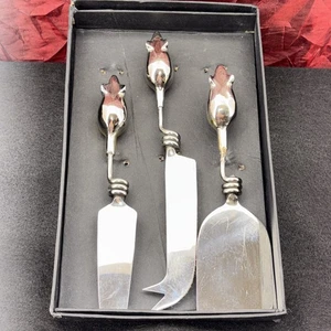 Glyzinie Edelstahl & Metall Mausgriff Käsemesser 3-teiliges Set orig Box - Bild 1 von 15