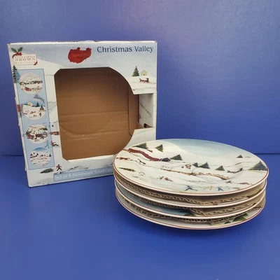 4 platos de postre ensalada Sakura Christmas Valley 8,25" David Carter marrón vacaciones Foto 1 de 4