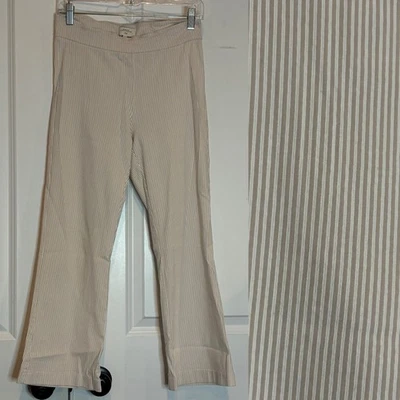 Pantalones acampanados Avenue Montaigne color blanco tostado a rayas Leo 6 Foto 1 de 4