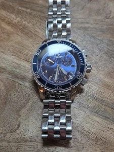 OCEANAUT Chrono Blue Dial Date St. Steel Men's Watch Untested Lot 7 - Picture 1 of 8
